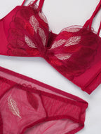 Emanay Leaf Embroidery Bra & Panty Lingerie Set