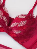 Emanay Leaf Embroidery Bra & Panty Lingerie Set