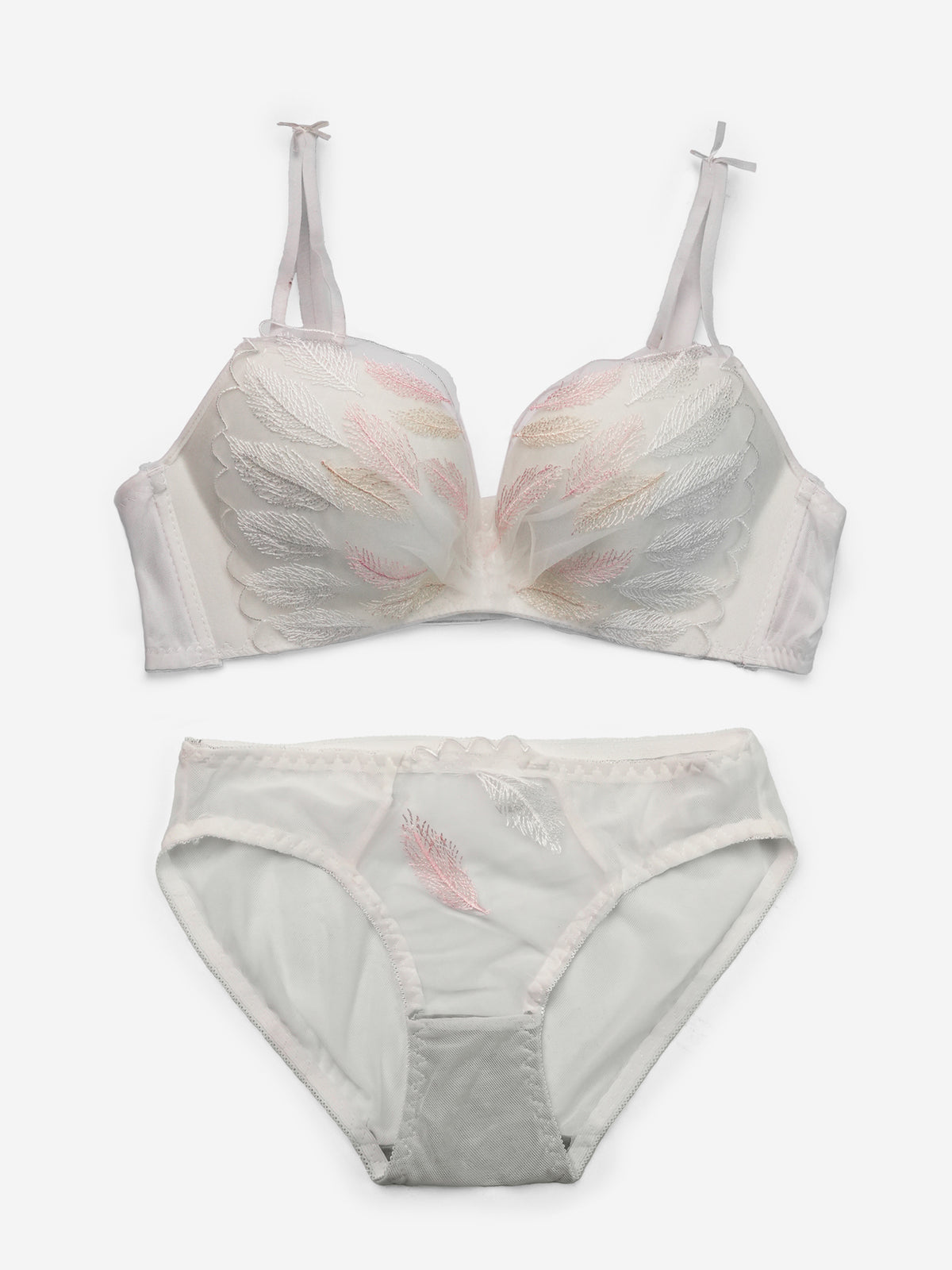 Emanay Leaf Embroidery Bra & Panty Lingerie Set