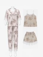 Emanay Blush Pink Print 4-Piece Sleepwear Set