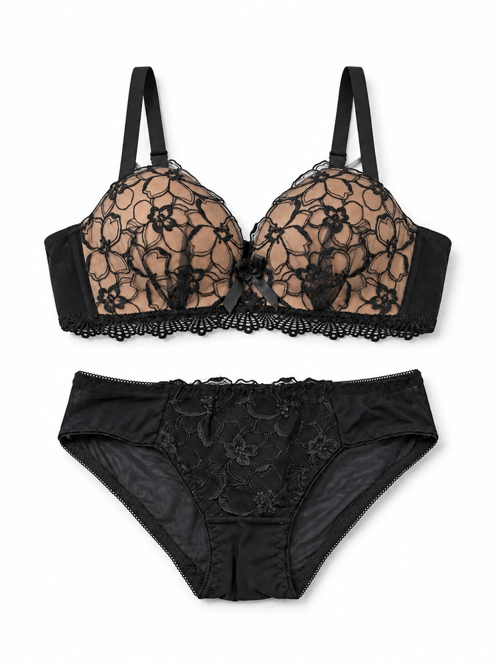Emanay Floral Embroidered Lace Bra & Panty Set