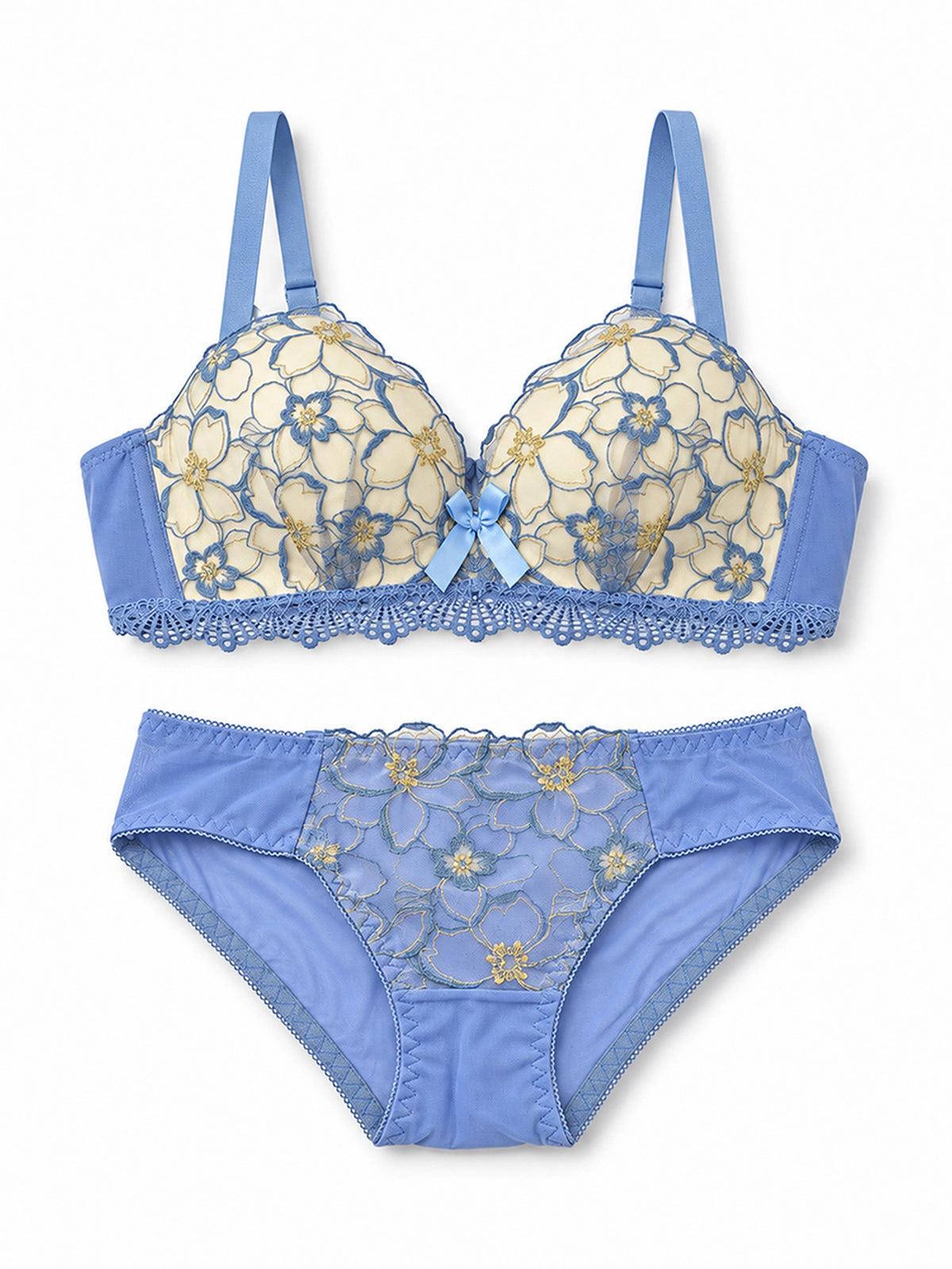 Emanay Floral Embroidered Lace Bra & Panty Set
