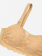 Emanay Floral Lace Longline Bra with Scalloped Edge