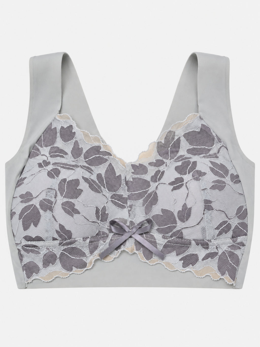 Light-coloured wide-strap bra shown from the back