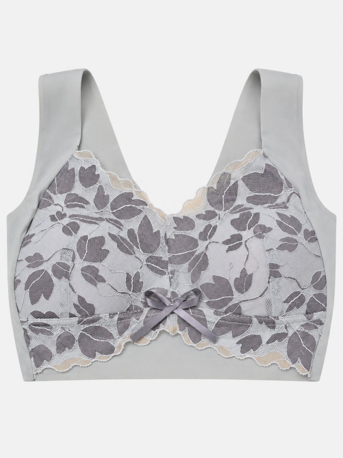 Light-coloured wide-strap bra shown from the back