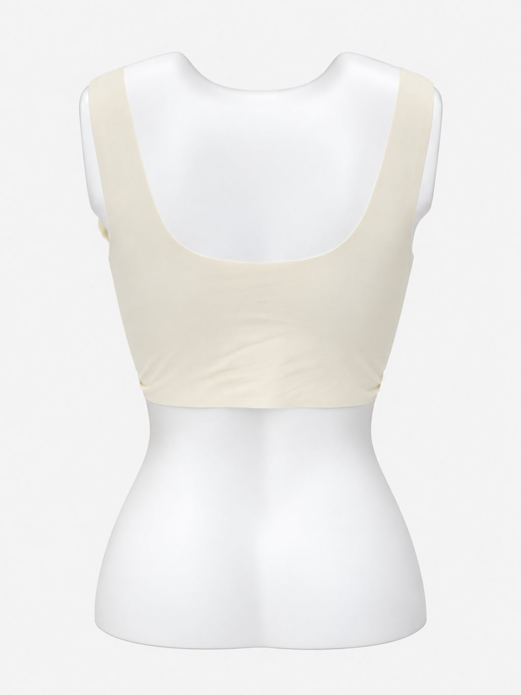 Grey floral lace-look bra on mannequin, front view