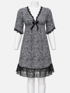 Emanay Zebra Print Lace-Trim Nighty Set