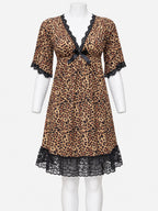 Emanay Leopard Print Lace-Trim Nighty Set