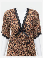 Emanay Leopard Print Lace-Trim Nighty Set