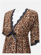 Emanay Leopard Print Lace-Trim Nighty Set