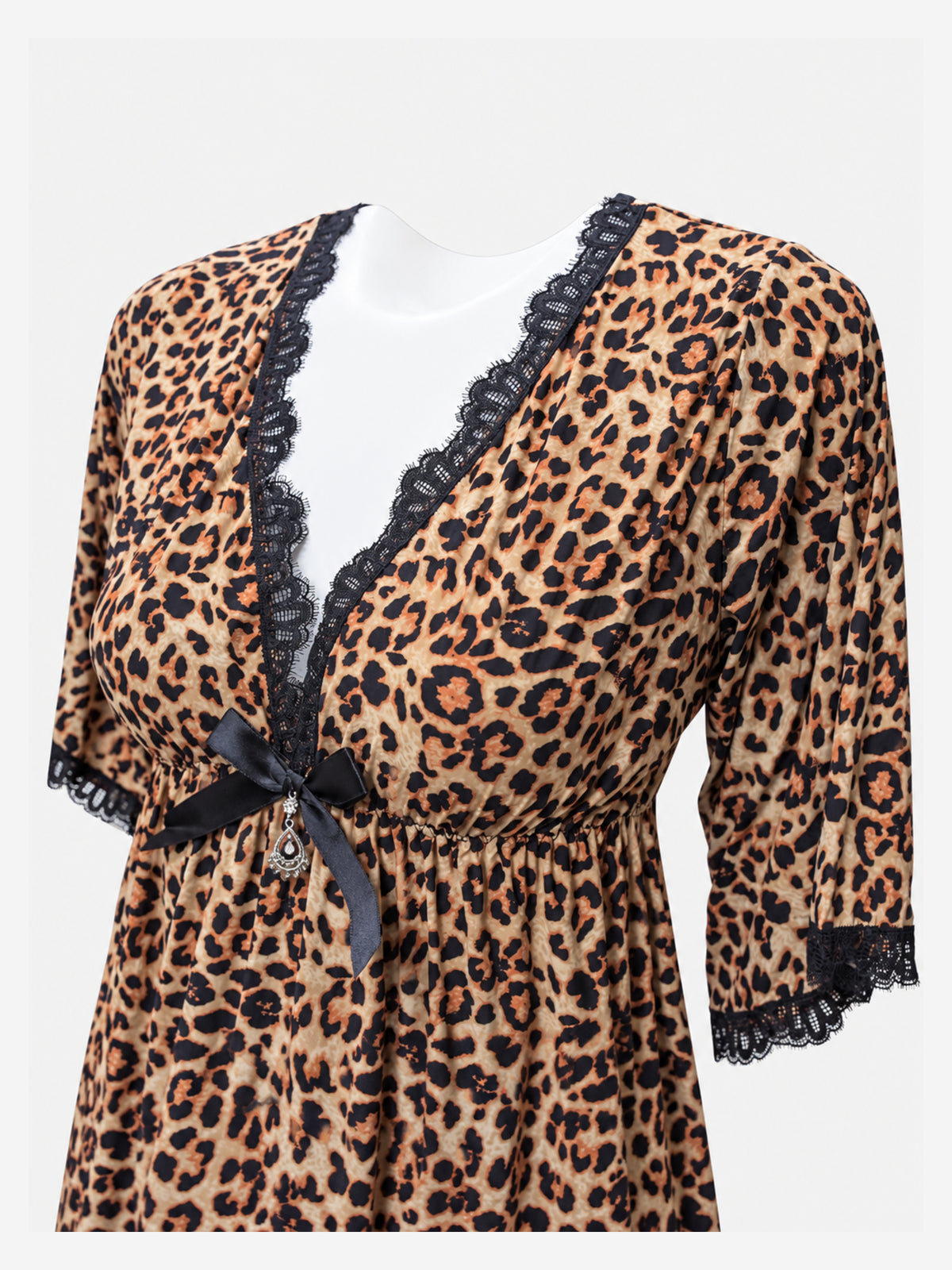 Emanay Leopard Print Lace-Trim Nighty Set