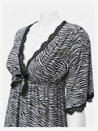 Emanay Zebra Print Lace-Trim Nighty Set
