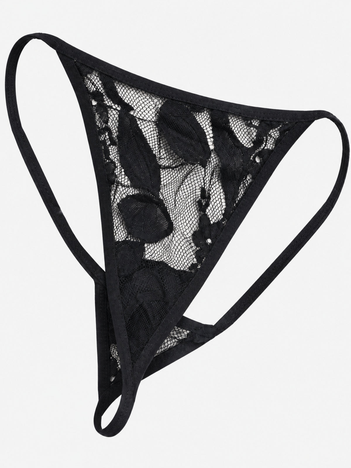 Emanay Black Floral Lace Babydoll & Thong Set