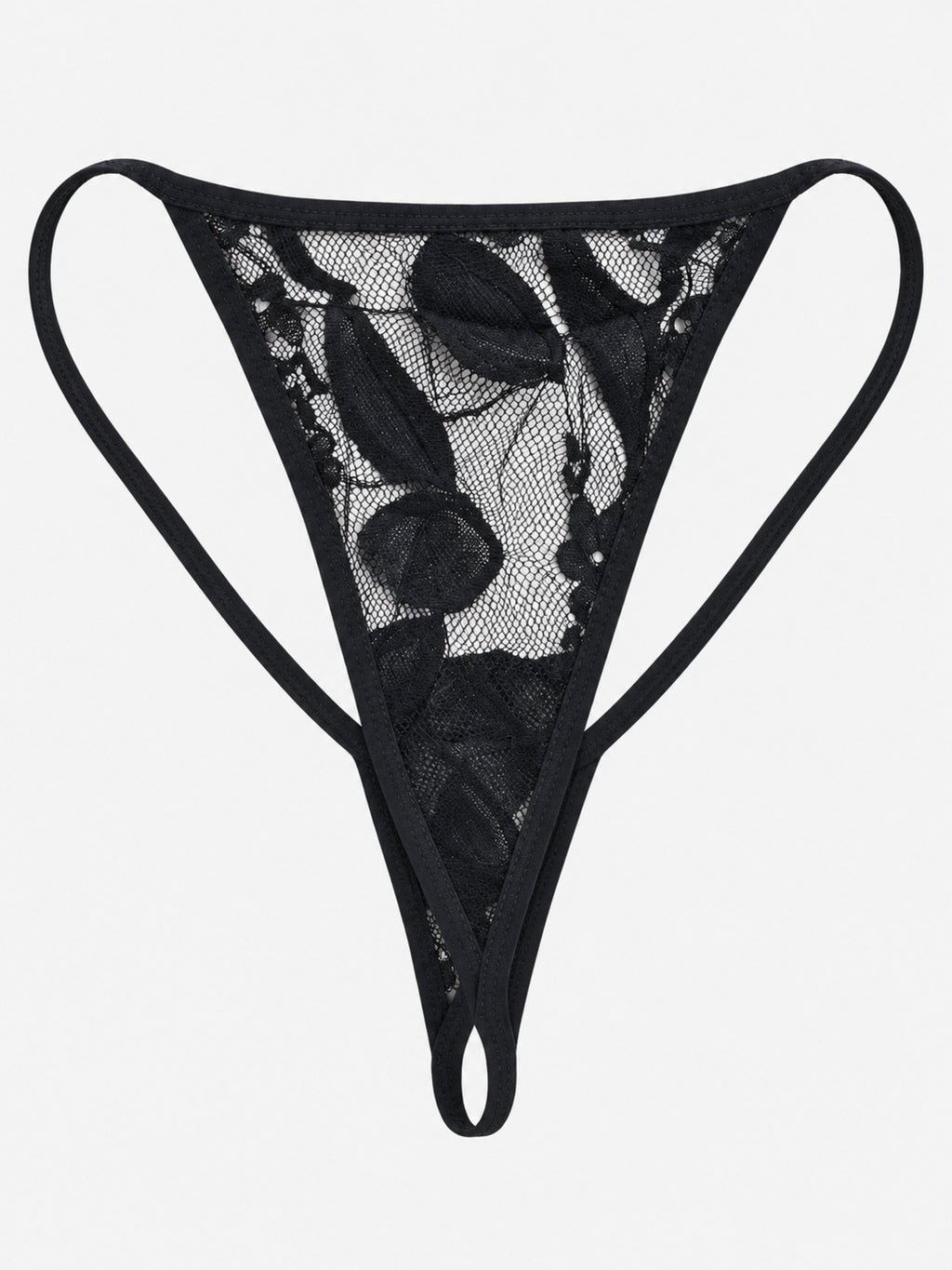 Emanay Black Floral Lace Babydoll & Thong Set