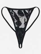 Emanay Black Floral Lace Babydoll & Thong Set