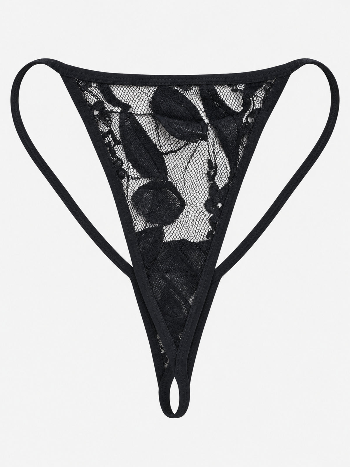 Emanay Black Floral Lace Babydoll & Thong Set