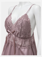 Mauve lace nightdress bodice detail