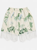 Emanay Green Botanical Print 4-Piece Sleepwear Set
