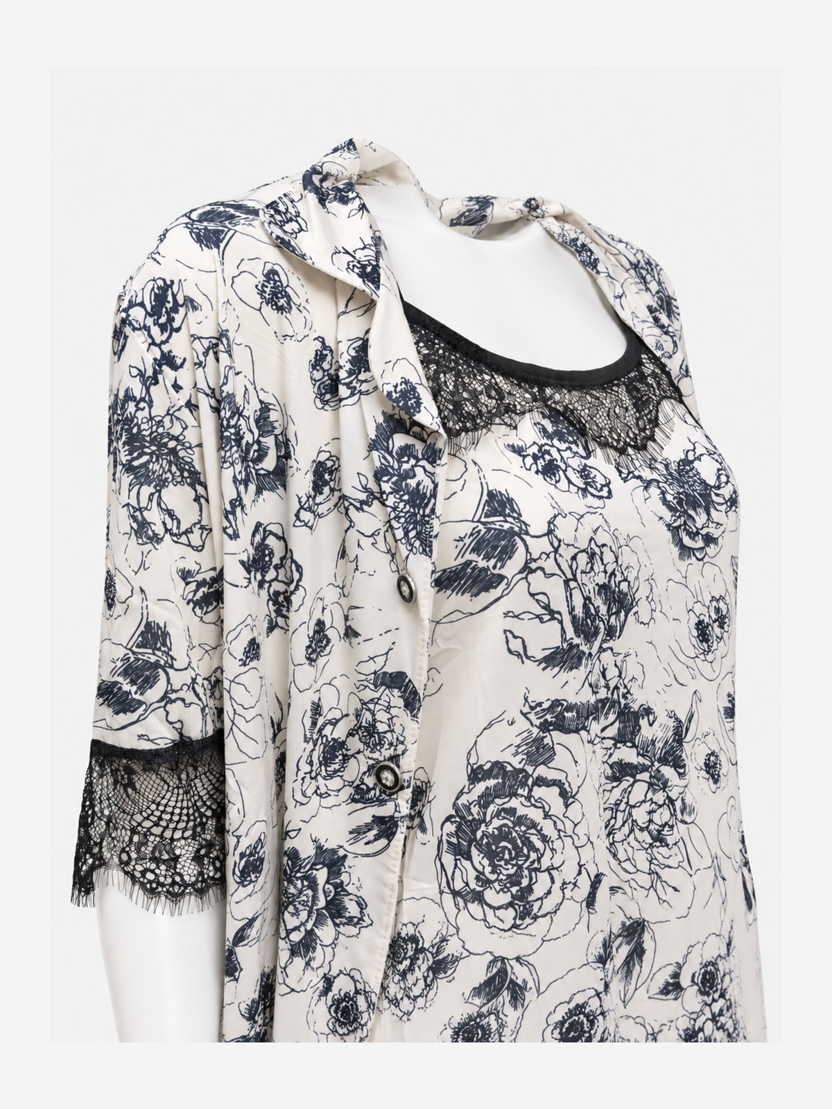 Emanay Floral Lace-Trim 4-Piece Sleepwear Set
