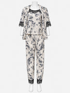 Emanay Floral Lace-Trim 4-Piece Sleepwear Set