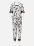 Emanay Floral Lace-Trim 4-Piece Sleepwear Set