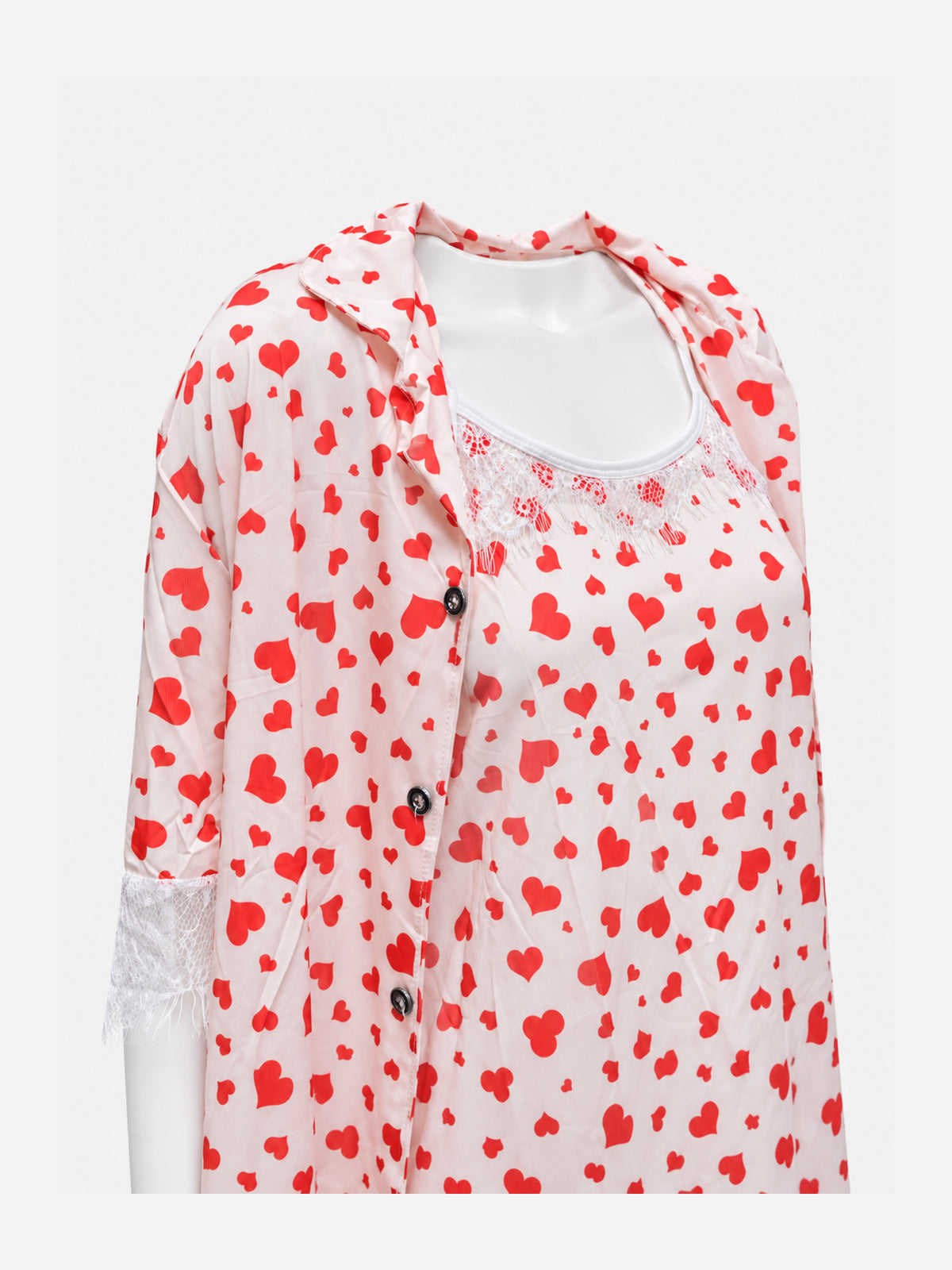 Emanay Red Heart Print 4-Piece Sleepwear Set