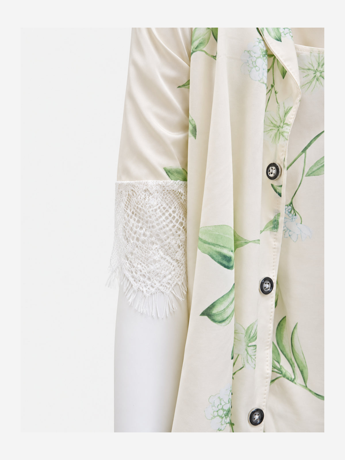 Emanay Green Botanical Print 4-Piece Sleepwear Set