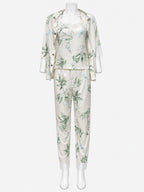 Emanay Green Botanical Print 4-Piece Sleepwear Set