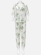 Emanay Green Botanical Print 4-Piece Sleepwear Set