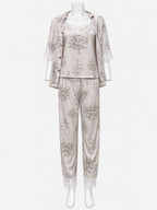 Emanay Blush Pink Print 4-Piece Sleepwear Set