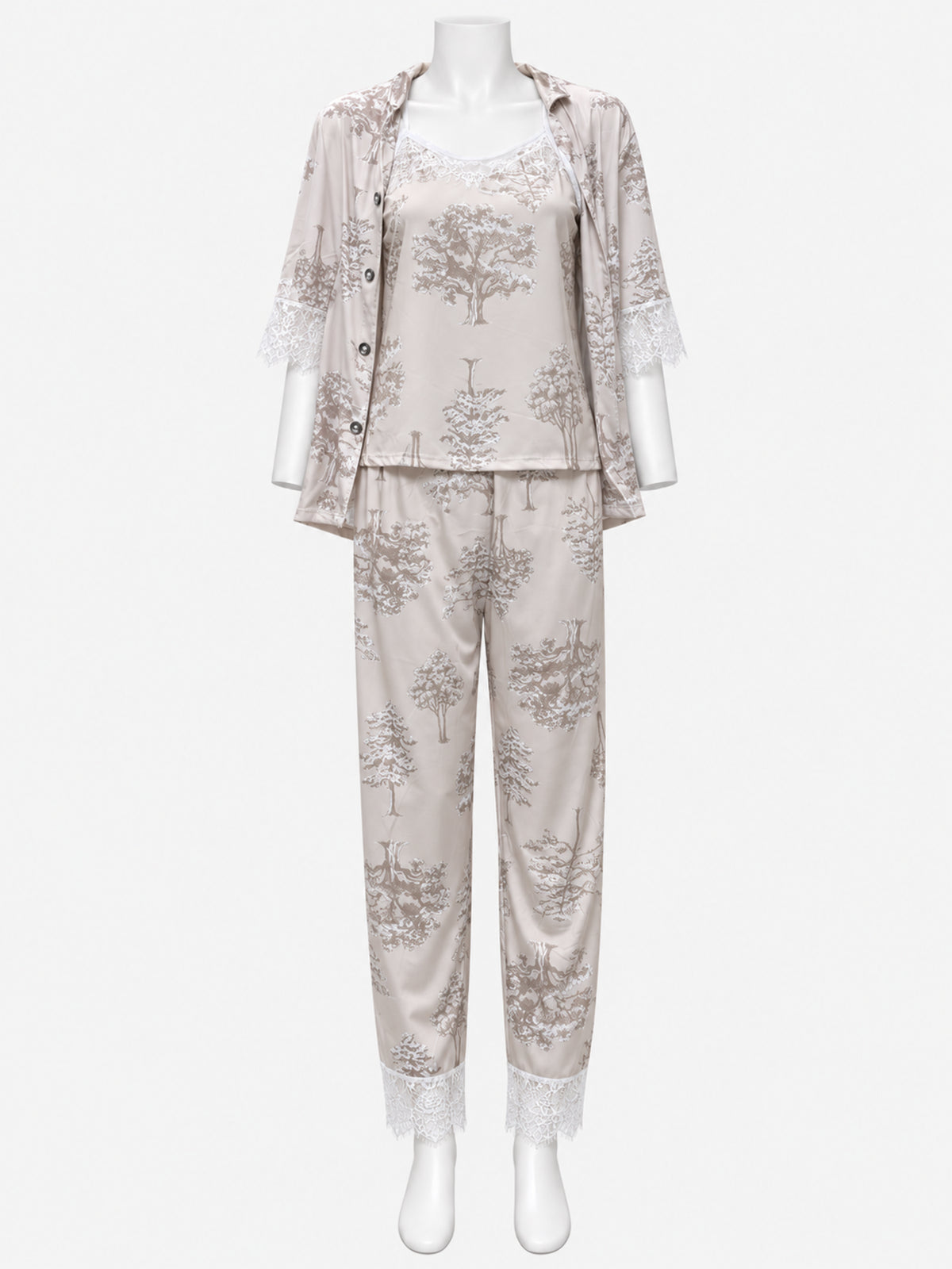 Emanay Blush Pink Print 4-Piece Sleepwear Set