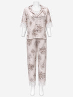 Emanay Blush Pink Print 4-Piece Sleepwear Set