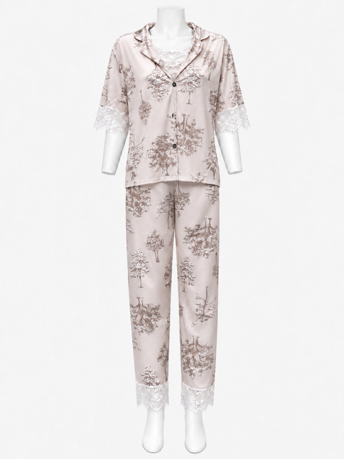 Emanay Blush Pink Print 4-Piece Sleepwear Set