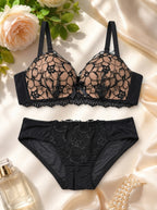Emanay Floral Embroidered Lace Bra & Panty Set