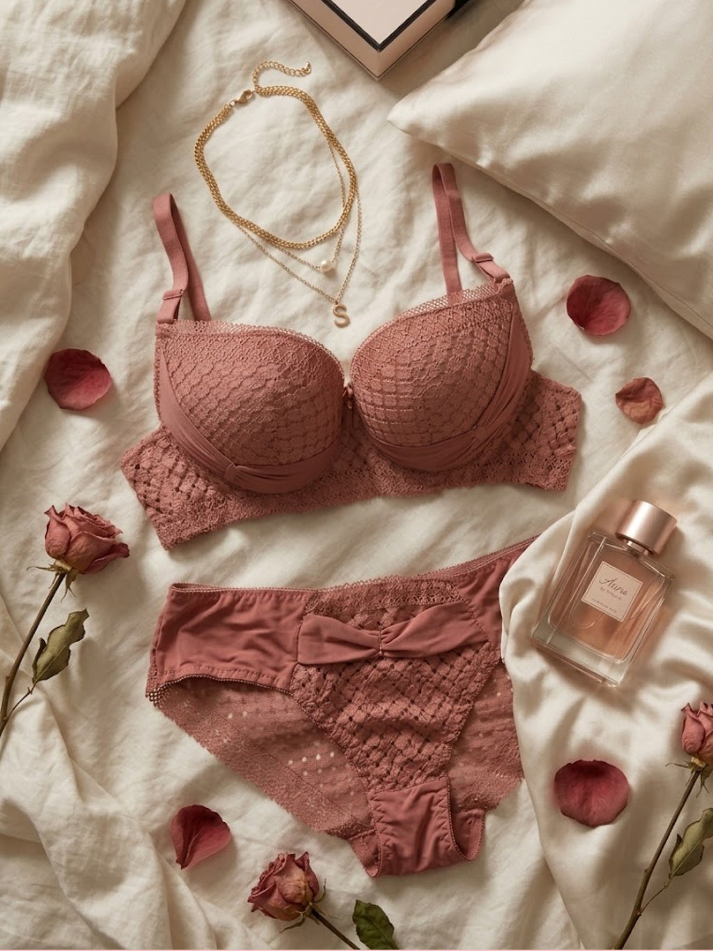 Emanay Elegant Lace Bra & Brief Set