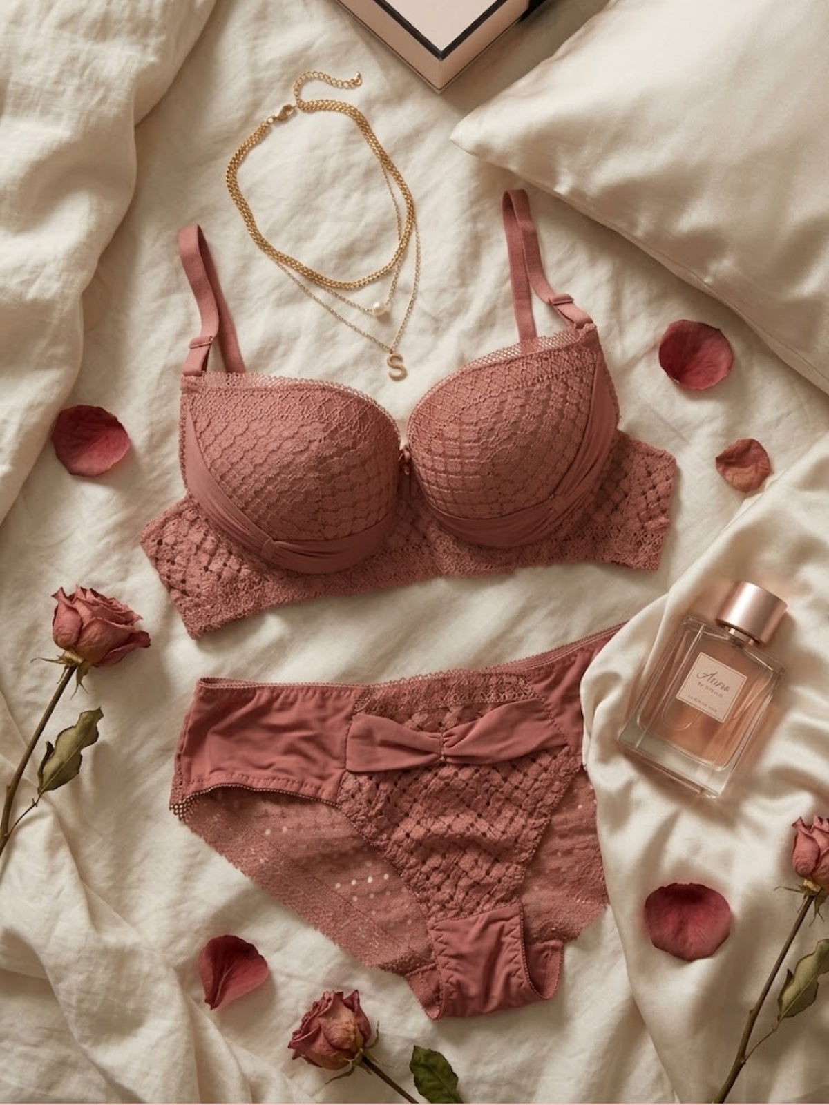 Emanay Elegant Lace Bra & Brief Set