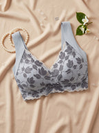Emanay Floral Net Blouse Bra with Wide Straps