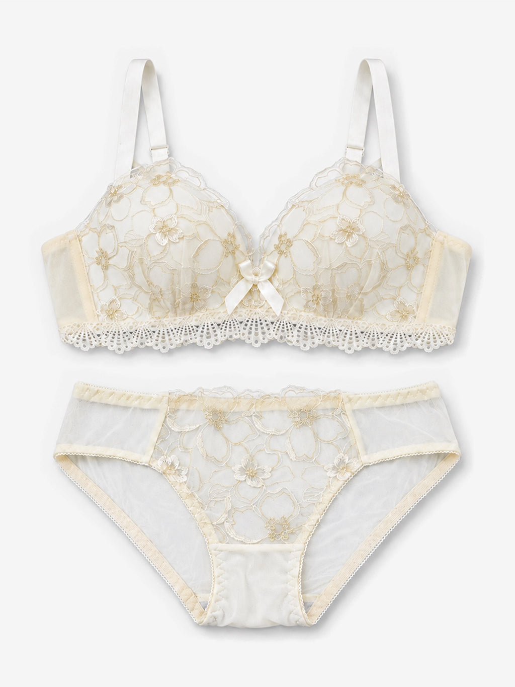 Emanay Floral Embroidered Lace Bra & Panty Set