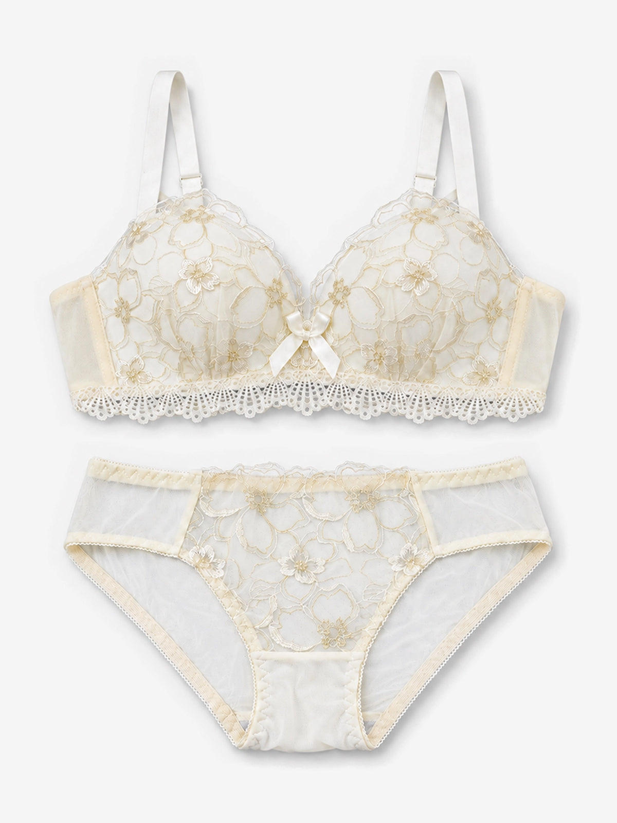 Emanay Floral Embroidered Lace Bra & Panty Set