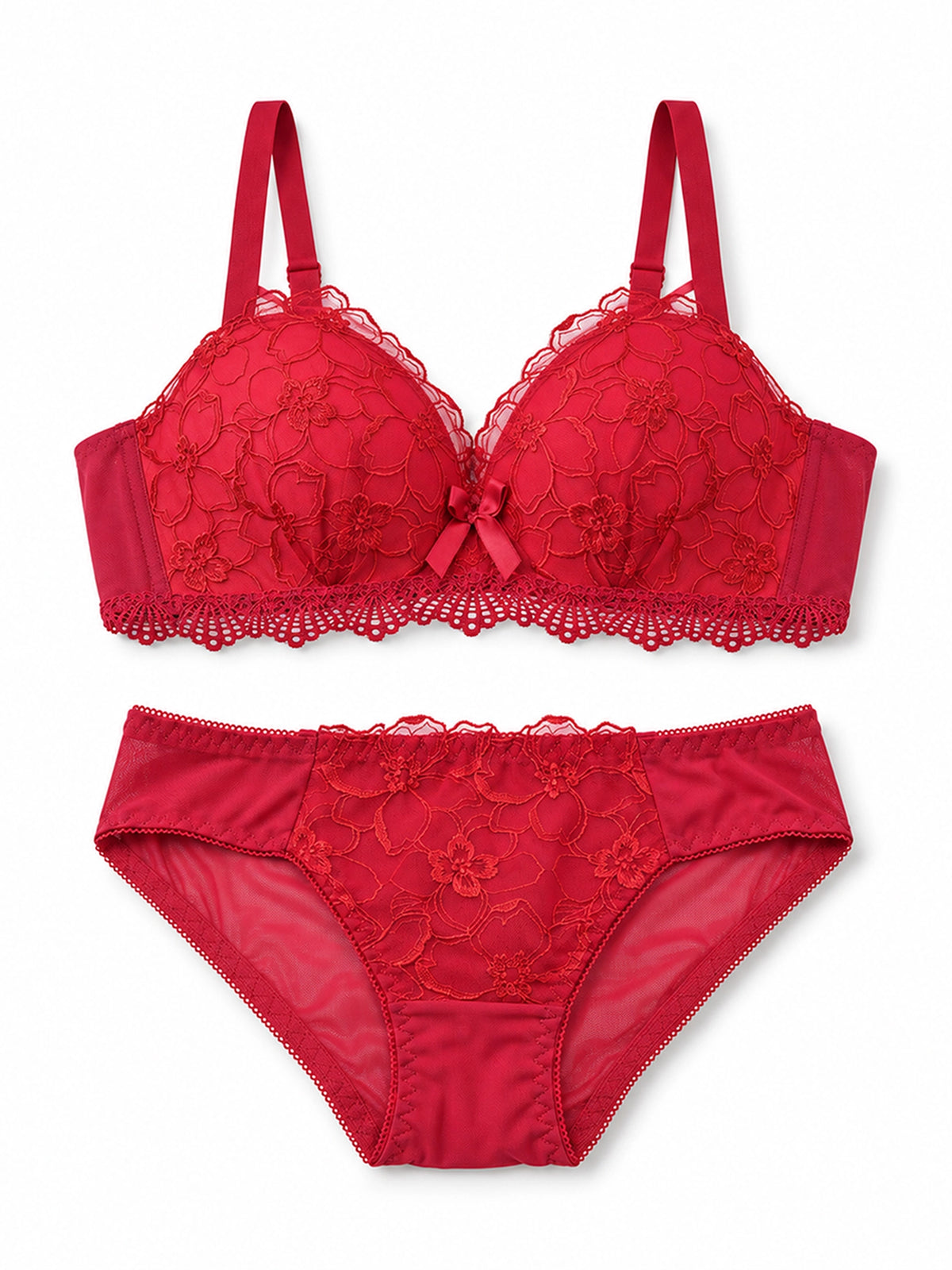 Emanay Floral Embroidered Lace Bra & Panty Set