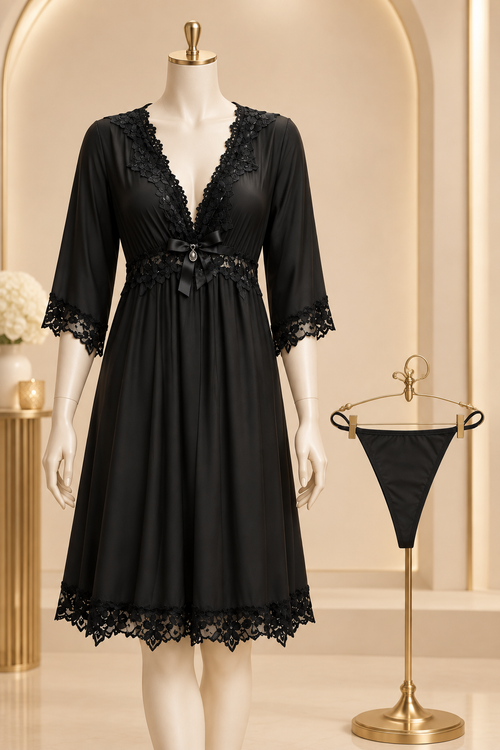 Black robe set on fancy mannequin