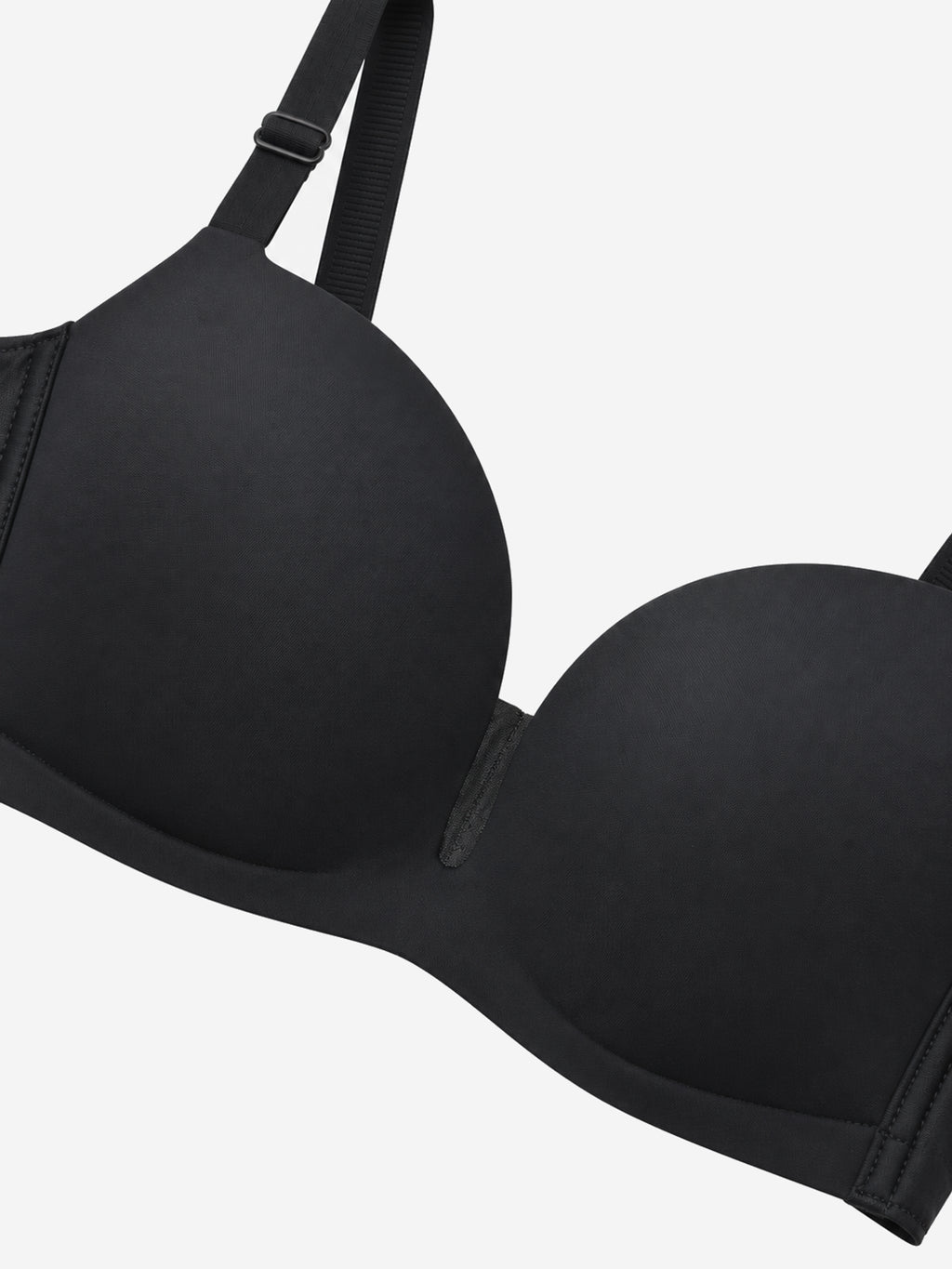 Black smooth bra cup close-up