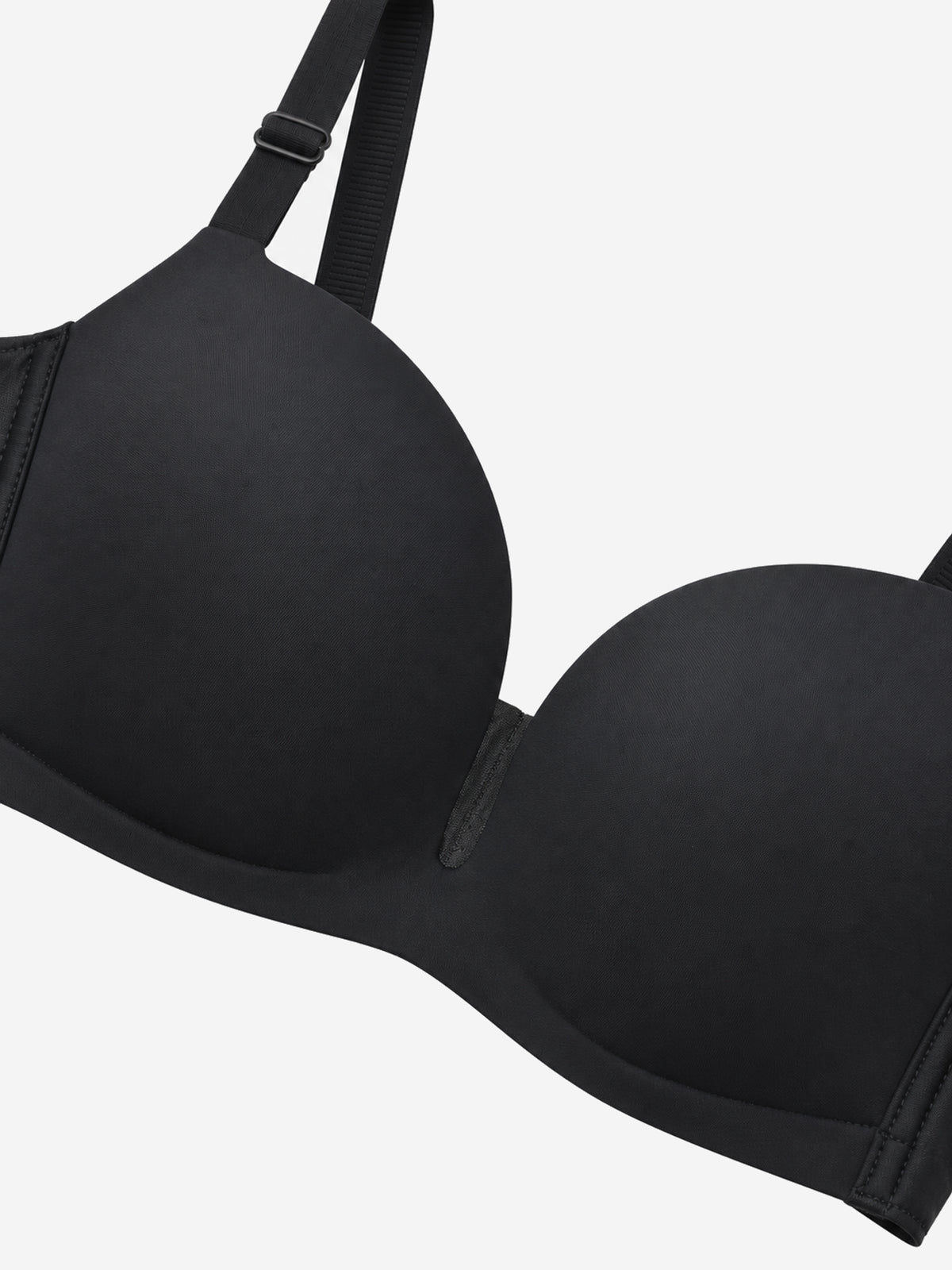 Black smooth bra cup close-up