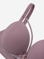 Mauve bra rhinestone strap detail
