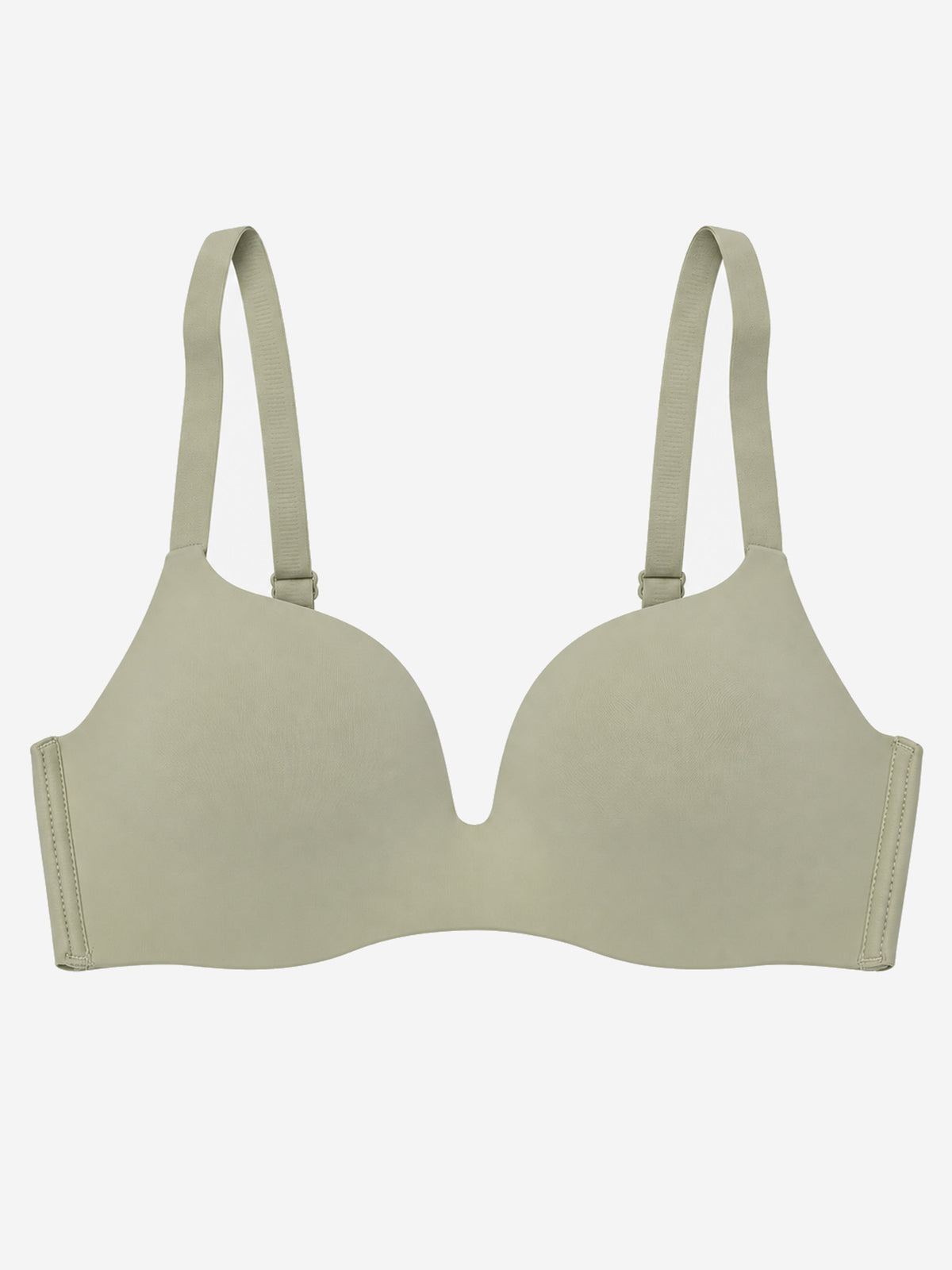 Pale olive smooth seamless bra front view